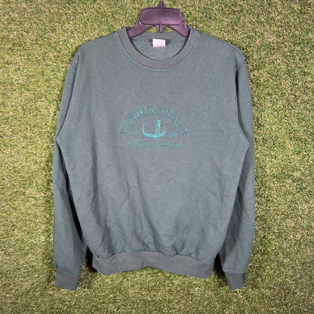 Sublima Venice Italy Embroidered Crewneck Sweatshirt‎ Green Mens Medium Italy